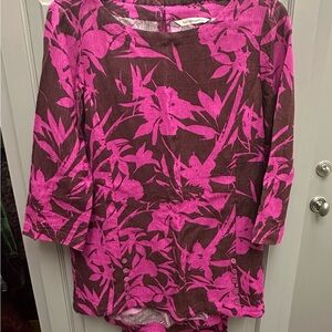 Soft Surroundings Pink and Brown Floral Pajama Set